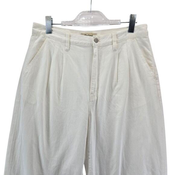Madewell Jeans Womens 30 NEW Baggy Straight White High Rise Wide Leg Pleated - Picture 2 of 11